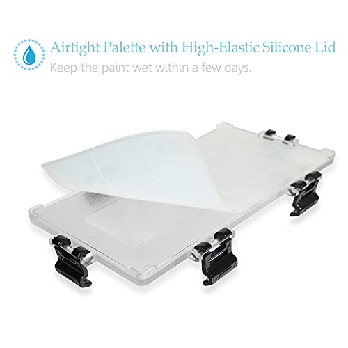 KELIFANG Paint Palette Tray, 24 Wells Watercolor Painting Pallet, Airtight Stay Wet and Leak Proof Painting Palette Travel Box for Oil Paint, Gouache, Acrylic
