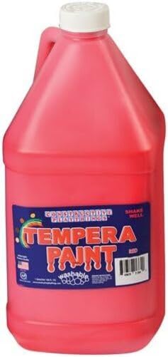 Constructive Playthings Washable Tempera Paint for Kids, Classroom Painting Supplies, 1 Gallon, Red - color: Red, size: 128 Fl Oz (Pack of 1)