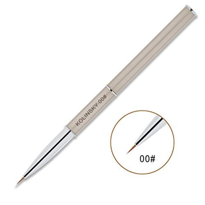 Beaute Galleria 1 Piece Kolinsky Sable Nail Art Liner Striping Brush, for Thin Fine Line Drawing, Detail Painting, Striping, Blending, One Stroke, Acrylic Nail Art Brush (Size: 00#) - size: Liner (7mm)