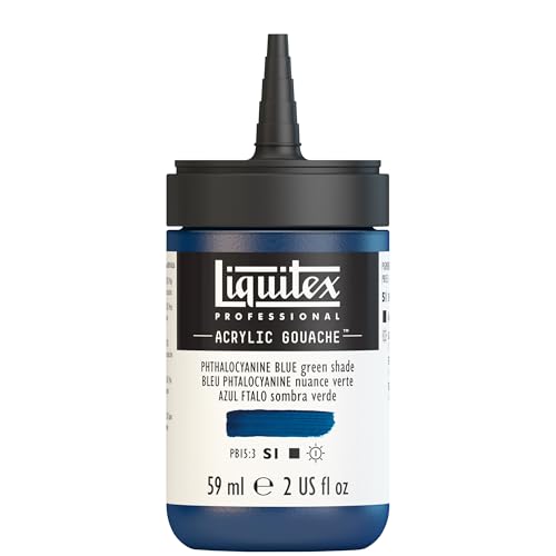 Liquitex Professional Acrylic Gouache, 2-oz (59ml) Bottle, Phthalocyanne Blue (Green Shade) - color: Phthalocyanne Blue (Green Shade)