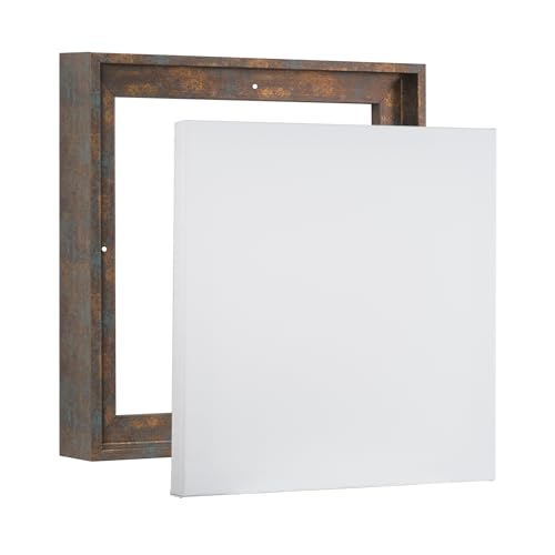 PIXY CANVAS Value Pack of 8x8 Stretched Canvas 1-1/2 (1.5) inch deep and Floater Frame for Your Paintings/Artwork/Wall Art/Wall Decor (Rusty Blue, 8 x 8 inch, Square) - color: Rusty Blue, size: 8 x 8 inch