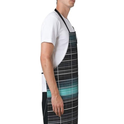 Round watercolor painting Heavy Duty Waterproof Apron with Pockets for AdultsResistant Grilling, Gardening, Painting - color: Dimensional Line Space