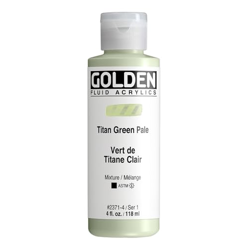 GOLDEN Fluid Acrylics, Titan Green Pale, 4 fl. oz. Bottle, Professional Acrylic Paint, Opaque