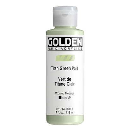 GOLDEN Fluid Acrylics, Titan Green Pale, 4 fl. oz. Bottle, Professional Acrylic Paint, Opaque