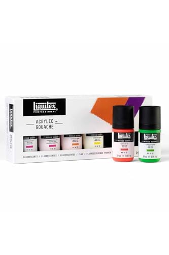 Liquitex Professional Acrylic Gouache Paint, 6 x 59ml (2-oz), Fluorescents Set - style: Fluorescents Set 6 x 59ml (2-oz)