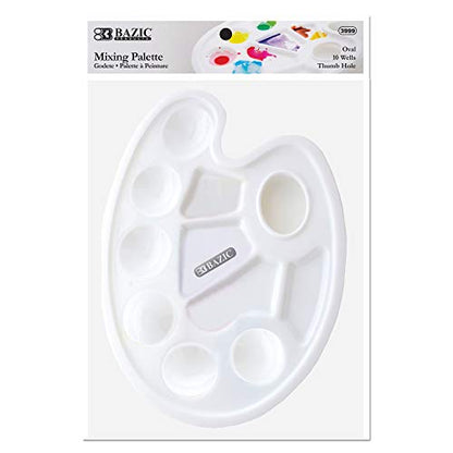 BAZIC Products Paint Palette 10 Mixing Oval Tray w/Thumb Hole, Plastic Paint Pallets for School Adult, DIY Craft Art Acrylic Painting, 288-Packs - color: Oval-10 Wells, size: 288-Pack