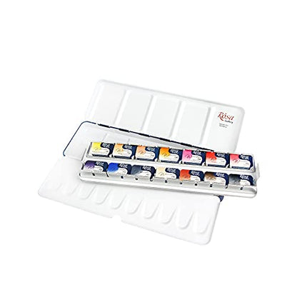 Rosa Gallery Watercolor Paint Set, 'Portrait' palette full pans 14 colors metal case, extra fine professional watercolours
