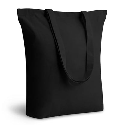 TOPDesign 24-Pack Cotton Tote Bags with 4" Gusset, 15"x16"x4" Economical Lightweight Reusable Grocery Shopping Cloth Bags, Bulk Blank Plain Totes for DIY, Vinyl, Sublimation, Gift (Black) - color: Black
