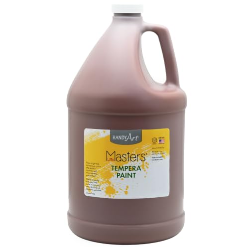 Handy Art Little Masters Tempera Paint, Brown, Gallon 128 oz Bottle, Bright & Mixable, High Opacity, Washable Colors for Classroom, Students, Kids, Young Artists, Safe & Non-Toxic, Made in USA - color: Brown, size: 128 Fl Oz (Pack of 1)