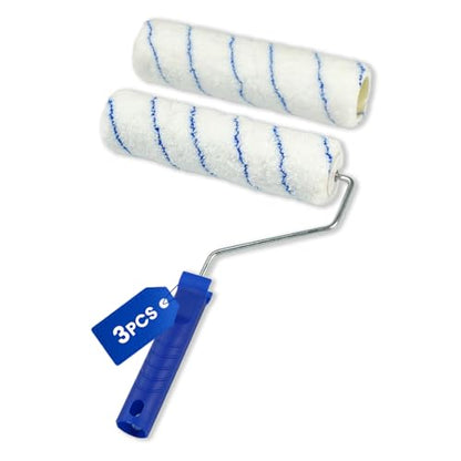 3pcs Paint Roller Kit | 9 inch Paint Rollers with Paint Roller Frame for Painting Walls | 2 Microfiber Roller Covers for Professional Painting - size: 3PCS