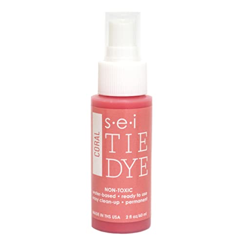 S.E.I. Coral Tie Dye Spray Bottle: 2oz. Non Toxic Fabric Dye Spray, DIY Permanent Clothing Dye, One Step, Ready to Use Tie Dye Supplies - color: Coral, size: 1 Pack