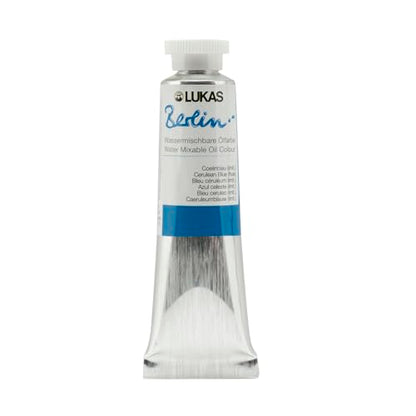Lukas Berlin Pro Artists Water Mixable Oil Paint 37 ml Tube Cerulean Blue Hue, Water Soluble, Lightfast Pigments, Quick Drying, Easy Clean-Up, Eco-Friendly, Professional Quality, 40 Color Range - color: Cerulean Blue Hue, size: 1.25 Fl Oz (Pack of 1)