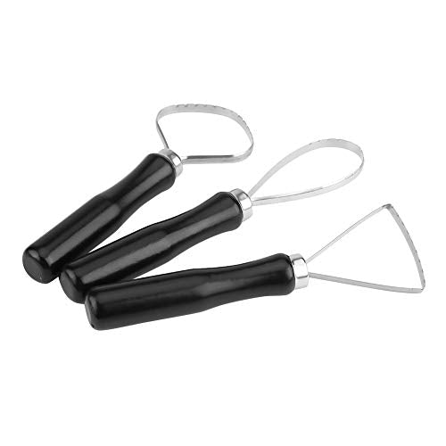 Premium Clay Sculpting Tools Set with Steel Flat Wire Handle for Precision Crafting - 3 Piece Wood Pottery Clay Sculpture Big Loop Tool Kit Ideal for DIY Clay and Pottery