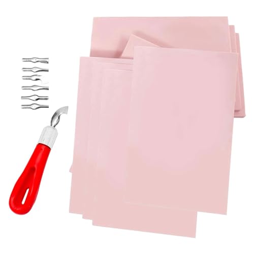5 Pieces Rubber Carving Blocks Rubber Stamp Carving Blocks Engraving Tool Set Soft Stamping Block for DIY Crafting and Suitable for Scrapbook, Style C - color: Style C
