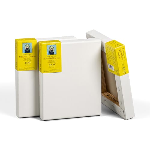 Strathmore 300 Series Gallery Stretched Canvas Pack, 8x10 inch, 3 Pack, Art Canvas for Students Professionals - size: 8x10 inch, style: Gallery Profile