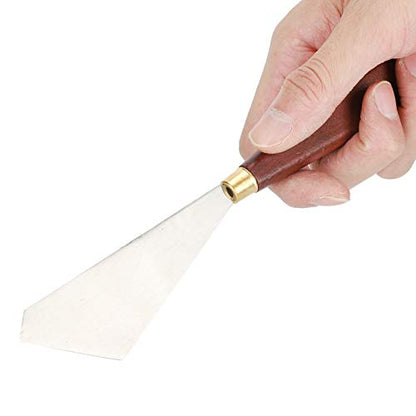 Stainless Steel Palette Knife, Wooden Handle Oil Painting Scraper with Straight for Mixing Acrylic Paint, Watercolor, Nail and Craft Art