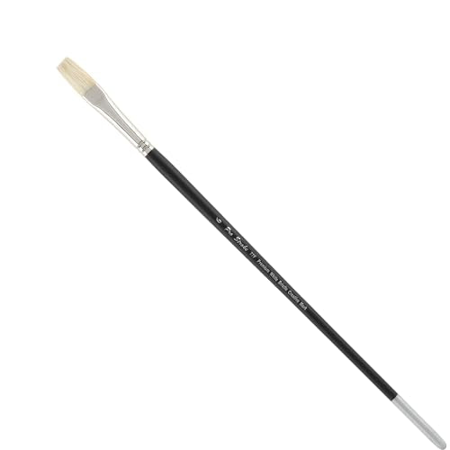 Creative Mark Pro Stroke Premium White Chungking Hog Bristle Artist Paint Brush - Flat # 6 - Natural Bristle Brush w/Great Control Suitable for Oils, Watercolors, Acrylics, Alkyds, Caseins - size: 6