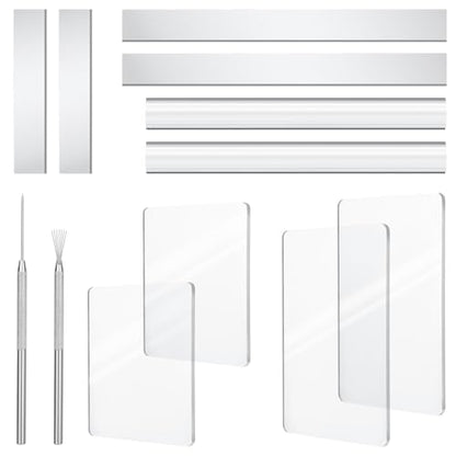 Amrules Clay Tools Kit, 12 PCS Polymer Clay Cutter Tools, Rectangle Shape Acrylic Press Board and Roller Pin Supplies Suitable for Shaping, Carving, Pottery Craft and DIY Projects - color: Clear-Board-12Pcs