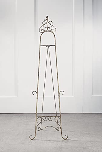 TRIPAR 54 Inch Gold Finish Metal Floor Easel for Paintings, Pictures, Photography, & Artwork