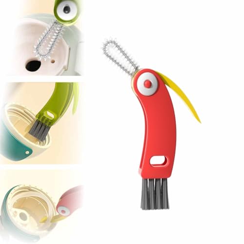 4 in 1 Multifunctional Cleaning Brush Set - Bottle & Cup Lid Cleaner, Gap & Tight Spaces, Portable (Red) - color: Red
