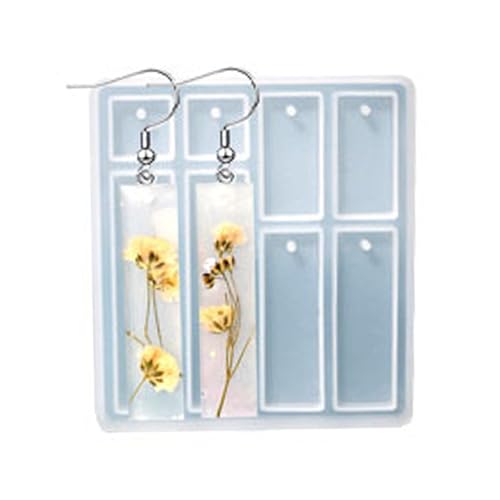 1PC Rectangle & Square Pendant Silicone Molds Resin Epoxy Casting Molds for Earring Necklace Keychain Charms Pendants Jewelry Making DIY Gem Cabochon Craft Supplies White 78x70x5.7mm - color: White-11