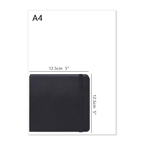 80 Sheets Black Paper Sketchbook,5" x 5" Small Hardcover Mixed Media Sketch Pad,110 GSM Acid Free Artist Drawing Paper,Travel Journal Blank Notebook for Adults Sketching,Illustration,Art Supplies - color: 110gsm PU-black paper sketchbook