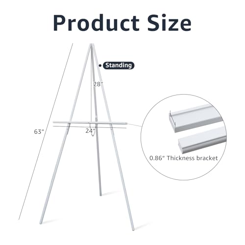 NianFeng Wooden Easel Stand for Sign, Easel Display Stand Floor for Wedding Sign with Adjustable Tray, 63-Inch, Tripod A-Frame Poster Light Duty, Welcome, Art Show & Baby Shower (White) - color: White
