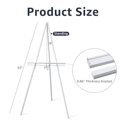 NianFeng Wooden Easel Stand for Sign, Easel Display Stand Floor for Wedding Sign with Adjustable Tray, 63-Inch, Tripod A-Frame Poster Light Duty, Welcome, Art Show & Baby Shower (White) - color: White
