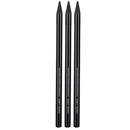 Pssopp 3Pcs Woodless Charcoals Pencils, Charcoal Drawing Bar Sticks Sketch Pencils Artist Art Drawing Sketching Painting Tools Stationery For Students Adults Artist and Beginner