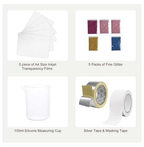 Screen Printing Kit, 3 Aluminum Frames, 5 Glitter Colors, Squeegee & Films for DIY T-Shirts - 6x10, 8x12, 10x14 inch 110 Mesh