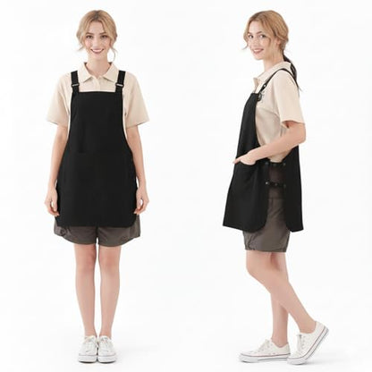 NEWGEM Waterproof Apron with Pockets for Women Cooking Painting Baking Gardening - color: 3 Pockets Black
