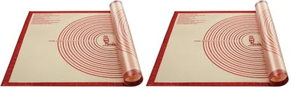 Non-slip Silicone Pastry Mat Extra Large with Measurements 36''By 24'' for Baking Mat, Counter/Dough Rolling/Oven Liner/Fondant/Pie Crust（Red） (Pack of 2) - size: 36"L x 24"W (Pack of 2)
