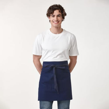 Unisex Waist Apron with Pockets Waiter Bar Half Bistro Apron 4251BY - color: Navy, size: 1 Pack