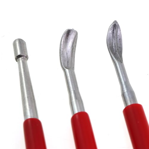 Caishun 3PCS Industrial Leather Scratching Tool Red Drill Point Pen Red Stick Indentation Pen Shaper Scratcher Stainless Steel Tip Stylus Stylus Sculpting Tool for Shaping Clay Sculpting Tool