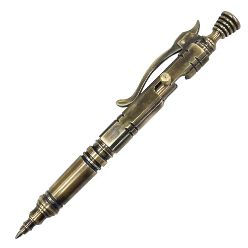 Vintage Bolt Action Pen: Heavy-Duty EDC Brass Ballpoint Pen with Retractable Mechanism and Pocket Clip - Refillable, Designed for Smooth Writing - style: Vintage bolt pen