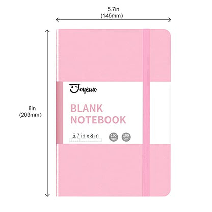 JOYEUX Blank Journal Notebook, A5, 160 Pages 100 Gsm Thick Sketch Books Hardcover Journal for Writing, 5.7 inches x 8 inches Notebooks for Work (Pink) - color: Pink