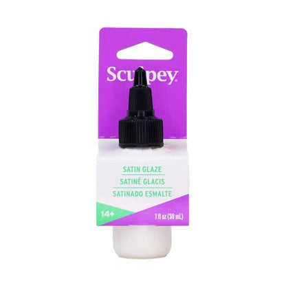 Sculpey Polyform Satin Glaze, Non Toxic, 1 fl oz. Bottle with Precise Flow Twist Cap. Will add a Satin Finish to Your Baked Polymer Oven-Bake Clay Creations! - size: 1-Ounce