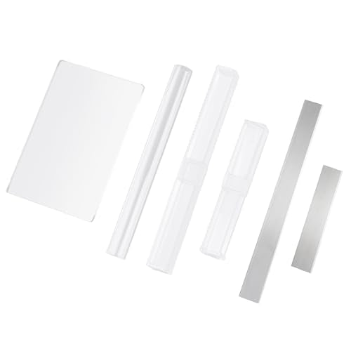 4 Piece Polymer Clay Tools Acrylic Clay Roller Clear Acrylic Rectangular Shape Platen Carbon Steel Blade for DIY Shaping Modelling Sculpting Tools