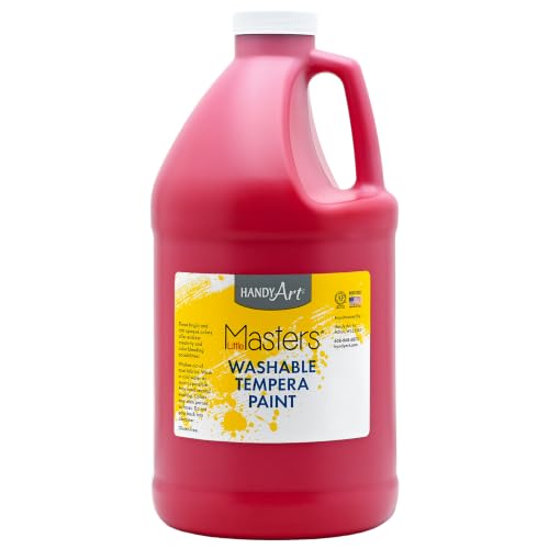 Handy Art Little Masters Washable Tempera Paint, Red, Half Gallon 64 oz | Bright & Mixable, High Opacity, Washable Colors for Classroom, Students, Kids, Young Artists, Safe & Non-Toxic, Made in USA - color: Red, size: 64 Fl Oz (Pack of 1)