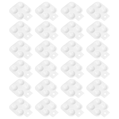 PATIKIL 4 Well Paint Tray Palette, 24 Pack Washable Paint Palette Plastic Paint Tray Square for Watercolor Painting Art Class Craft DIY Project, White