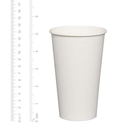 GUSTO 16 oz Disposable White Paper Cups [200 Count] Hot Coffee Cups | Eco-Friendly Material, Rolled Rim for 90 mm Lids, Leak-Proof, Hot or Cold Drinks, No Sleeve Needed - size: 16 oz. - 200
