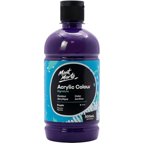Mont Marte Signature Purple Acrylic Paint, 16.9oz (500ml), Semi-Matte Finish, Suitable for Canvas, Wood, Fabric, Leather, Cardboard, Paper, MDF and Crafts - color: Purple, size: 16.9 Fl Oz (Pack of 1)