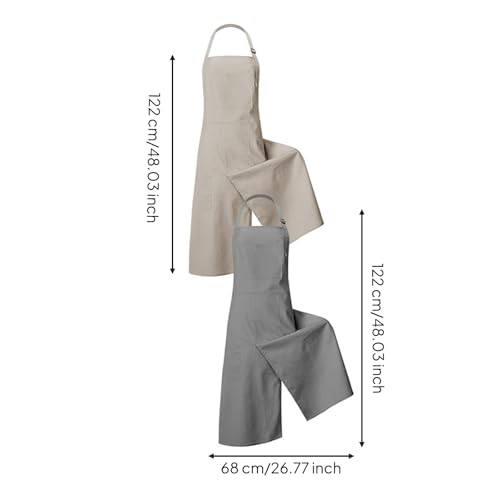 Baoblaze Waterproof Apron Heavy Duty Canvas Workwear Artist Smock Adjustable Neck Strap Split Leg Design Multiple Pockets Suitable for Pottery Art, Khaki-gray