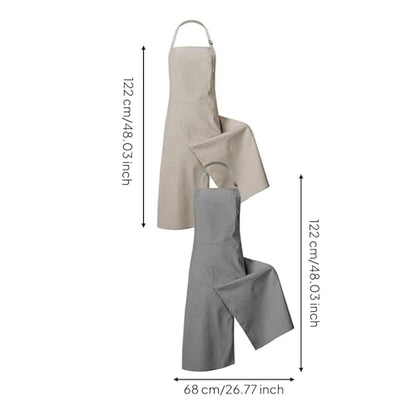 Baoblaze Waterproof Apron Heavy Duty Canvas Workwear Artist Smock Adjustable Neck Strap Split Leg Design Multiple Pockets Suitable for Pottery Art, Khaki-gray