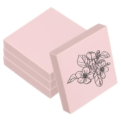 Generic 4Pcs 2X2" Rubber Carving Blocks, Soft Linoleum Art Carving Block Square Crafts Stamp Making for Printmaking Stamps Carving Supplies, Pink