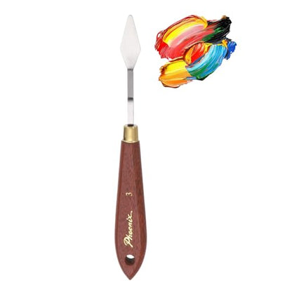 MECCANIXITY Pack of 1 Palette Knife No.3, 7.1" Long Palette Knives with Stainless Steel Flexible Spatula Pallet Knife and Wood Handle for Scraping, Mixing, Oil Acrylic Painting Canvas - style: No.3
