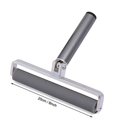 Gomake 8-Inch Rubber Pasting Roller Squeegee Rolling Wheel Power Cleaner Rubber Rollers for Crafting, Glue Roller Paint Brush for Printmaking Stamping Gluing, Anti Skid Tape Construction - size: 8-inch