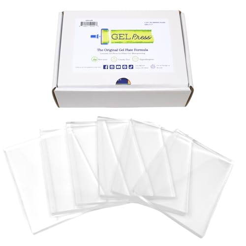 Gel Press Monoprinting Class Pack – 5” x 7” Gel Plate 6-Pack with 6 Brayers – Reusable Gel Printing Plates for Card Making, Scrapbooking, Journaling, Mixed Media, and Classroom Craft Activities