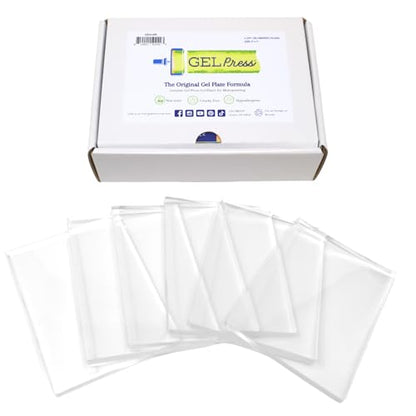 Gel Press Monoprinting Class Pack – 5” x 7” Gel Plate 6-Pack with 6 Brayers – Reusable Gel Printing Plates for Card Making, Scrapbooking, Journaling, Mixed Media, and Classroom Craft Activities