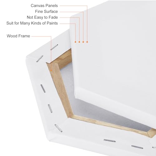 PATIKIL Paint Canvases for Painting, 2 Pack 12x10 Inch Hexagon Wood Frame Stretched Blank Art Canvas Board Panels for Acrylic, Oil, Tempera Painting, White - size: 12x10 Inch